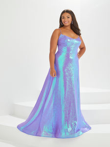 Sequined A-Line Gown With Lace-Up Back In Lavender