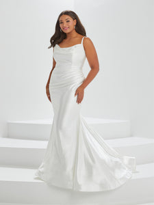 Cowl Neckline Stretch Gown In Ivory