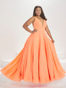 Sequined Illusion Gown In Orange
