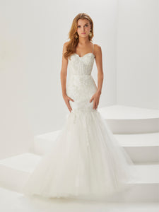 Glitter And Tulle Mermaid Gown In Ivory