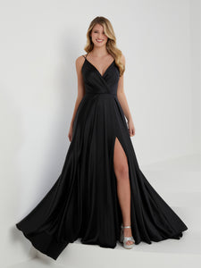 Crepe Satin A-Line Gown In Black