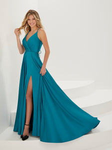 Crepe Satin A-Line Gown In Peacock
