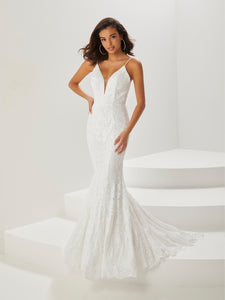 Floral Sequin Trumpet Gown In Ivory