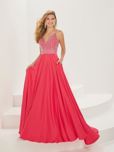 Crepe Chiffon A-Line Gown In Hot Pink