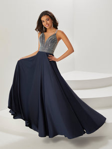 Crepe Chiffon A-Line Gown In Navy