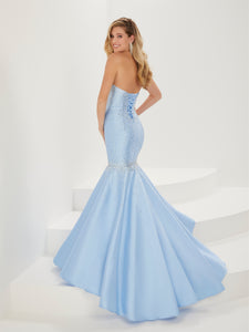 Mikado And Stone Mermaid Gown In Blue Silver