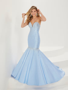 Mikado And Stone Mermaid Gown In Blue Silver