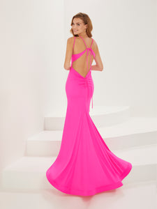 Fitted Gown With Lace-Up Back In Cerise