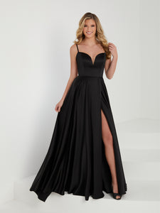 Crepe Satin A-Line Gown In Black