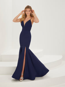 Crepe Mermaid Gown In Navy
