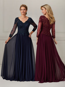 Lace & Tulle A-Line Gown With Sweeping Train In Mahogany