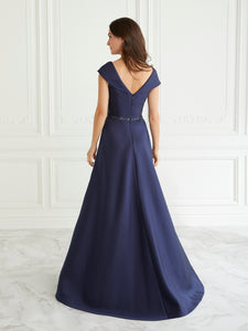 Mikado A-Line Gown In Navy