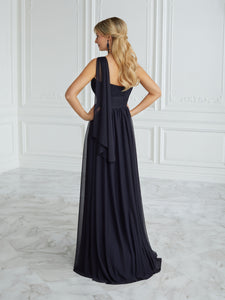 Chiffon One-Shoulder A-Line Gown In Midnight