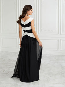 Chiffon A-Line Gown In Ivory Black
