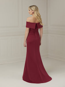 Ruffled Off-The-Shoulder Gown In Wine