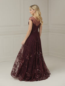 Lace A-Line Dress In Burgundy