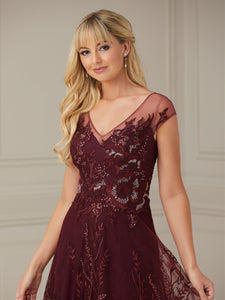 Lace A-Line Dress In Burgundy