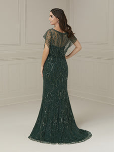 Beaded Illusion Gown In Hunter