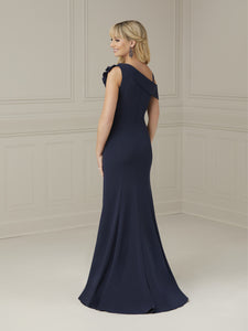 One-Shoulder Jersey Gown In Navy