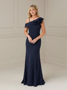 One-Shoulder Jersey Gown In Navy