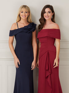 One-Shoulder Jersey Gown In Navy