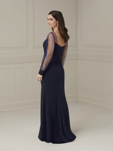 Crepe Dress With Detachable Tulle Skirt In Navy