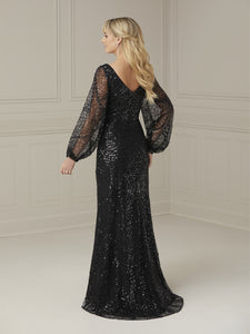 Sequined And Tulle Gown In Black