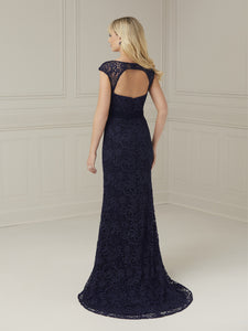 Lace Sheath Gown In Navy