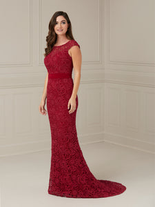Lace Sheath Gown In Wine