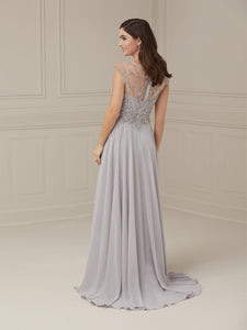 Beaded Chiffon A-Line Gown In Bridal Silver