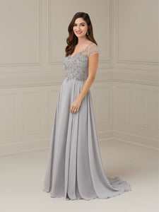 Beaded Chiffon A-Line Gown In Bridal Silver