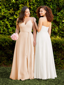 Chiffon A-Line Dress With Pockets In Ivory