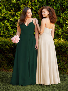 Chiffon A-Line Dress With Pockets In Latte
