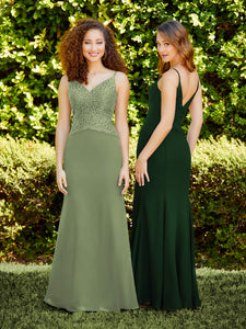 Spaghetti Strap Chiffon And Lace Fit-And-Flare Gown In Meadow
