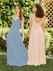 Spaghetti Strap Chiffon Dress With Satin Belt In Sky Blue