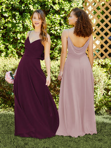 Spaghetti Strap Chiffon Dress With Satin Belt In Ballet