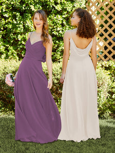 Spaghetti Strap Chiffon Dress With Satin Belt In Wisteria