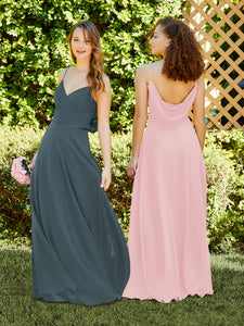 Spaghetti Strap Chiffon Dress With Satin Belt In Pima Pink