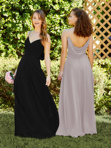 Spaghetti Strap Chiffon Dress With Satin Belt In Morganite