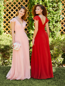 Chiffon Flutter Sleeve A-Line Gown In Rose