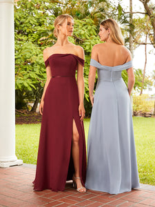 Off-The-Shoulder Gown In Mahogany