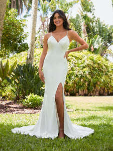Satin Crepe Gown In Ivory