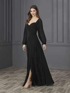 Chiffon Sweetheart Neckline A-Line Gown In Black