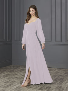 Chiffon Sweetheart Neckline A-Line Gown In Dusty Lavender