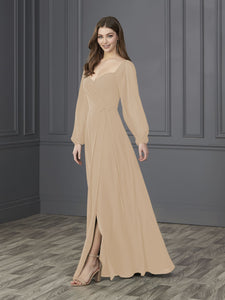 Chiffon Sweetheart Neckline A-Line Gown In Blush Pink