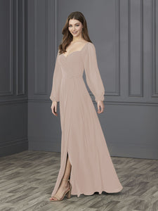 Chiffon Sweetheart Neckline A-Line Gown In Frost Rose