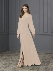 Chiffon Sweetheart Neckline A-Line Gown In Rose Water