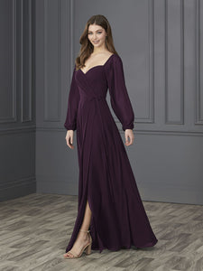 Chiffon Sweetheart Neckline A-Line Gown In Aubergine