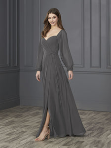 Chiffon Sweetheart Neckline A-Line Gown In Charcoal