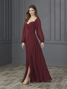 Chiffon Sweetheart Neckline A-Line Gown In Claret